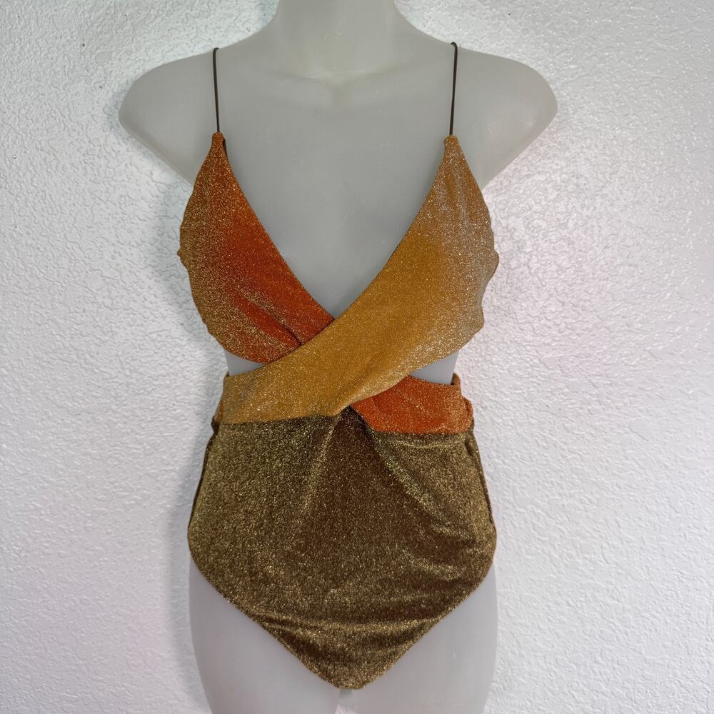 Its Now Cool Swimsuit Womens Medium Riot One Piece Metallic Shimmer Free People